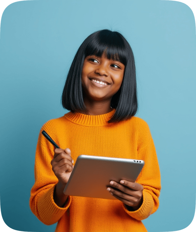 Student using tablet