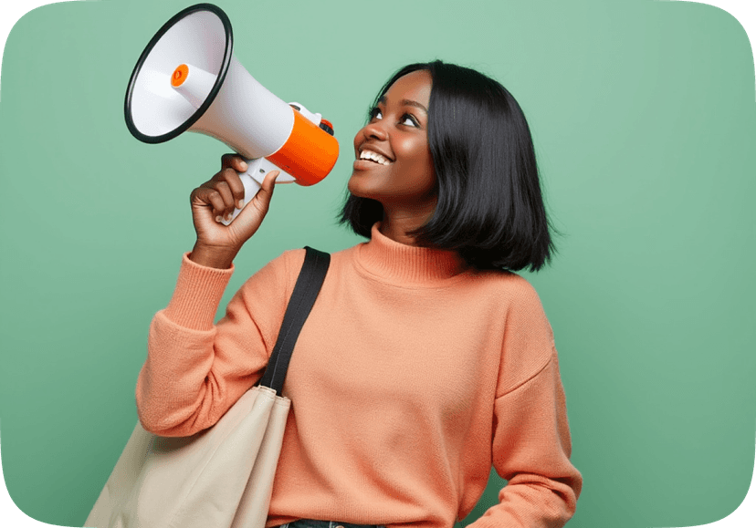 Student with megaphone